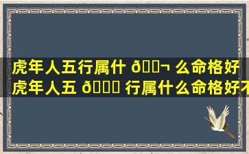 虎年人五行属什 🐬 么命格好「虎年人五 🐋 行属什么命格好不好」